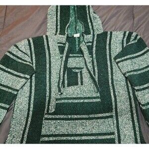 Artesanias San Martin  Pullover Green White Striped 22w X 25L Medium